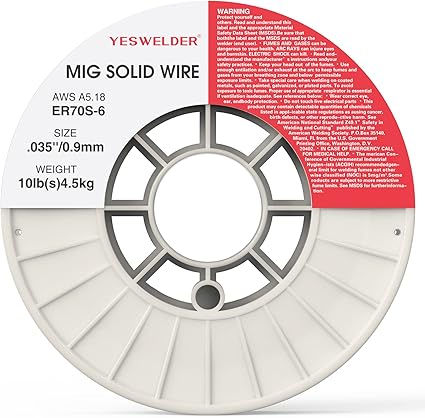 YESWELDER ER70S-6 .035-Inch on 10-Pound Spool Carbon Steel Mig Solid Strong ABS Plastic Spool Welding Wire