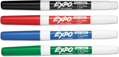EXPO 86074 Low Odor Dry Erase Marker Fine Point Assorted 4/Set