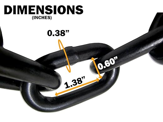 38"" X 10' Black Powder Coated Safety Chain  Working Load: 2,650 LBS Grade 30 Proof Coil  UV Protection  Swing Set Barrier Gate  Steel Chain  Heavy Duty