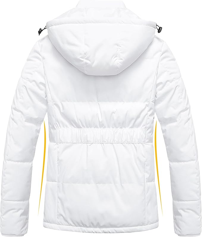 Pursky Women's Warm Winter Thicken Coat Waterproof Cropped Jackets Parka With Removable Hood