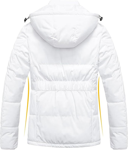 Pursky Women's Warm Winter Thicken Coat Waterproof Cropped Jackets Parka With Removable Hood