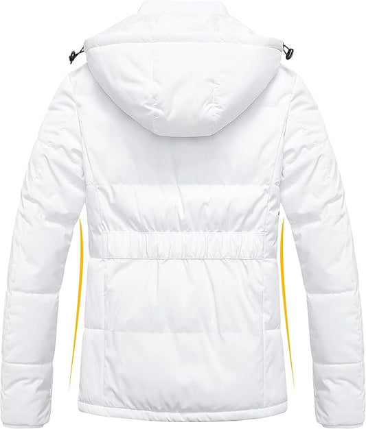 Pursky Women's Warm Winter Thicken Coat Waterproof Cropped Jackets Parka With Removable Hood