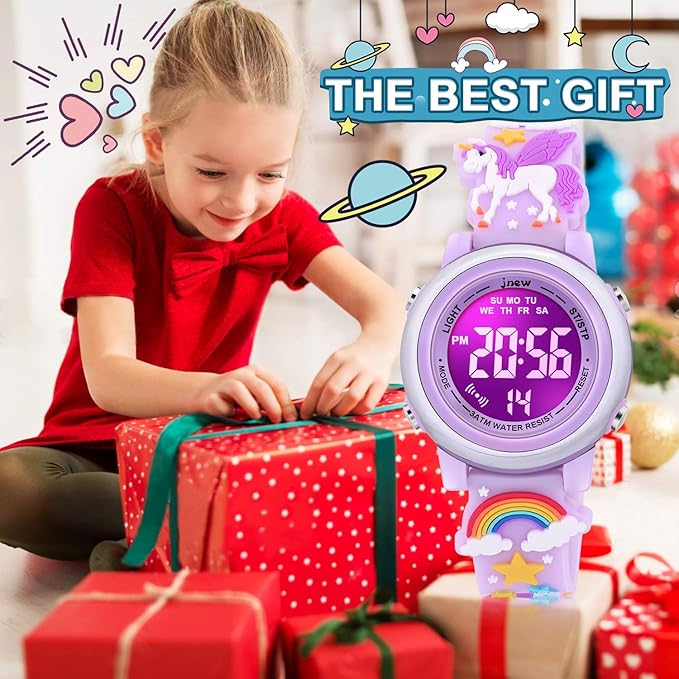 3D Cartoon Waterproof Watches for Girls with Alarm - Best Toys Gifts for Girls Age 3-12