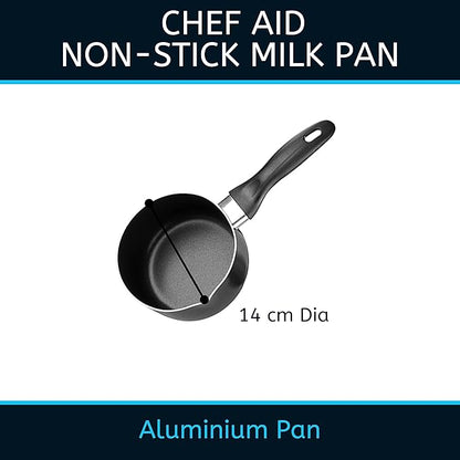 10E11060 Non Stick Milk Pan, 30.3 x 14 x 6.4 cm, Black