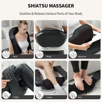 Neck Massager with Heat, Back Massager Deep Tissue, Electric 3D Kneading Massage Pillow for Pain Shiatsu Back and Shoulder Massager, Birthday Christmas Gift for Women Men Dad Mom