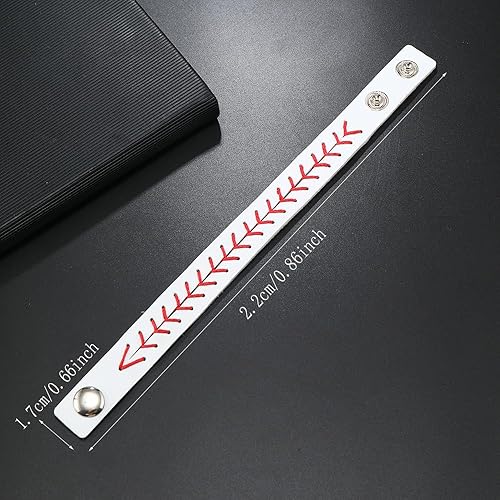 Pingyongchang Baseball Sports Ball Woven Leather Bracelets for Women Men Volleyball Rugby Game Day Sports Fans Players Jewelry Handmade Gift for Birthday Valentine's Day Mother's Day