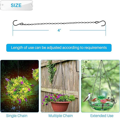 Patio Hanging Chain with Hooks Black Chain for Hanging Metal Decorative Chain for Hanging Planters Bird Feeders Signs Lanterns and Ornaments OutdoorIndoor Use (4 FT, 1 Piece)