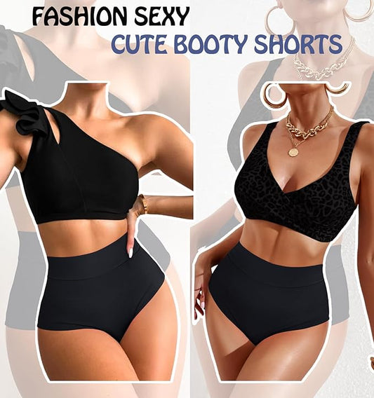 Women's High Waist Yoga Booty Shorts V Back Scrunch Gym Workout Spandex Dance Hot Pants Butt Lifting Rave Bottoms