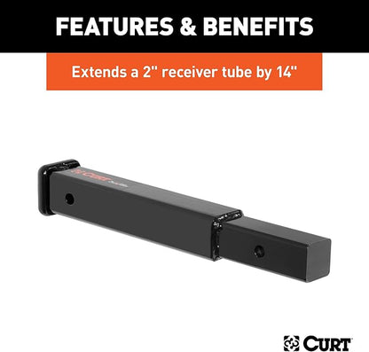 CURT 45795 14-Inch Long Trailer Hitch Extension for 2-Inch Receiver, 3,500 lbs