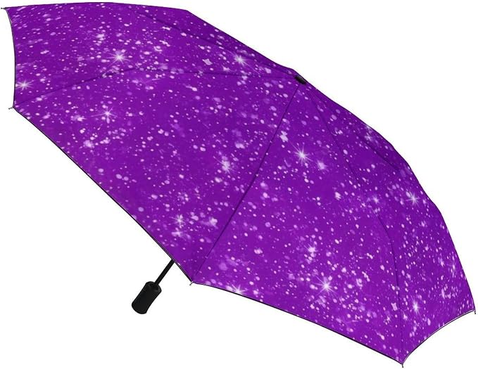 Compact Umbrella, Multi Functional Automatic Umbrellas Windproof Sun Protection Umbrella- Galaxy Print w/ Blue Stars