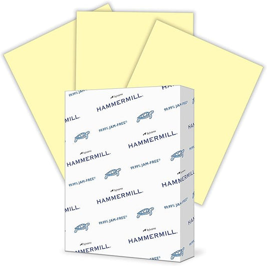 Hammermill Colored Paper, 20 lb Canary Printer Paper, 8.5 x 11-1 Ream (500 Sheets) - Made in the USA, Pastel Paper, 103341R, 1 Ream  500 Sheets, Letter (8.5x11)