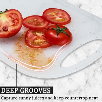 Bestdin Cutting Boards for Kitchen, Cutting Board Set for 3, BPA Free Chopping Board, Plastic Cutting Board with Easy Grip Handle, Non-porous Meat Cutting Board, Dishwasher Safe.