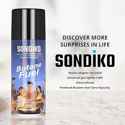 Sondiko Butane Refill, Premium Butane Fuel Canister, Premium Quality Fuel for Jet Flame Lighters and Torches