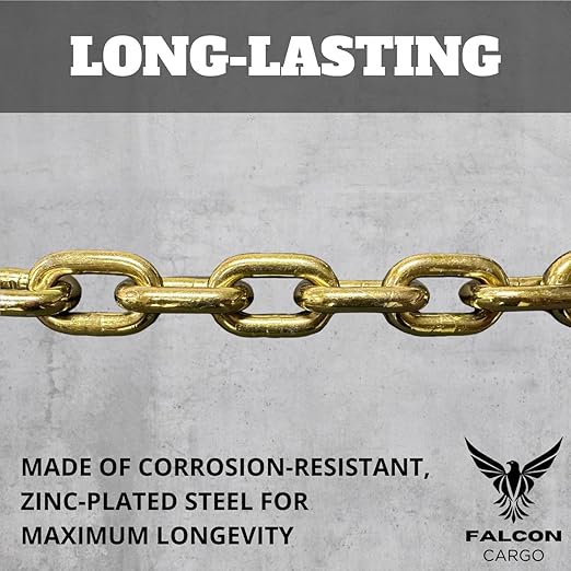 38" X 10' Grade 70 Transport Binder Chain - 6600LB WLL - Clevis Grab Hook, Tie-Down, Towing