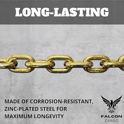 38" X 10' Grade 70 Transport Binder Chain - 6600LB WLL - Clevis Grab Hook, Tie-Down, Towing