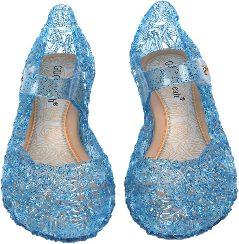 Princess Mary Jane Jelly Shoes, Ballet Flats Cosplay Birthday Party Dress Up Sandals for Little Girls, Toddler or Kids