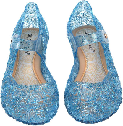 Princess Mary Jane Jelly Shoes, Ballet Flats Cosplay Birthday Party Dress Up Sandals for Little Girls, Toddler or Kids