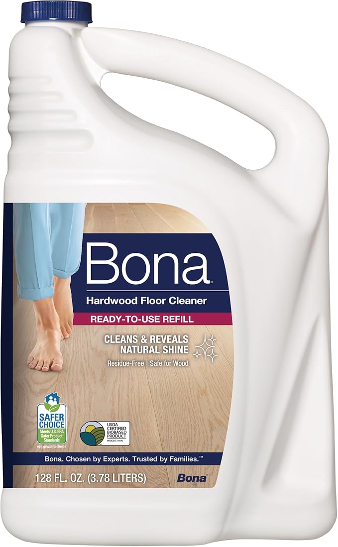 Bona Hardwood Floor Cleaner Refill - 128 fl oz - Unscented - Refill for Bona Spray Mops and Spray Bottles - Residue-Free Floor Cleaning Solution for Wood Floors