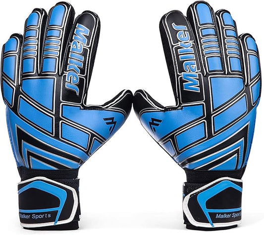 Malker Soccer Goalie Gloves Goalkeeper Gloves with Fingersave and Double Wrist Protection, Strong Grip Goalkeeper Gloves for Kids, Youth, Adults