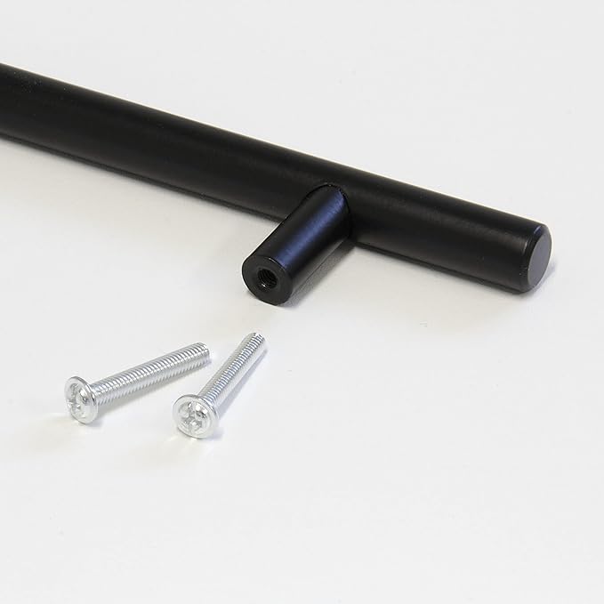 RCH Hardware HD-SS002-96 Solid Stainless Steel Modern Cabinet Drawer Handle Pull, 3 34 Inch, Matte Black (2 Pack)