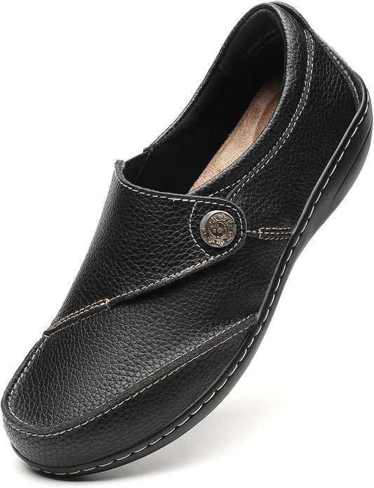Geoeleph Women's Loafers Casual Slip-Ons Comfort Walking Flats Leather Driving Moccasins