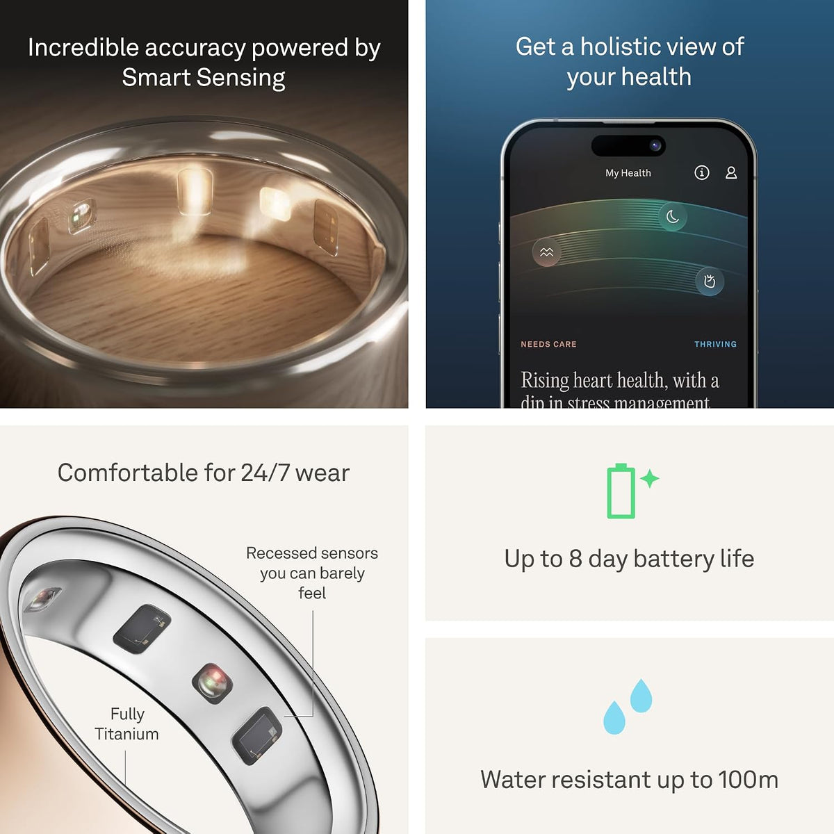 Oura Ring 4 - Rose Gold - Size 6 - Sleep, Activity, Women’s Health, AI Advisor, Up to 8 Days of Battery Life, Size Before You Buy, Android & iOS Compatible