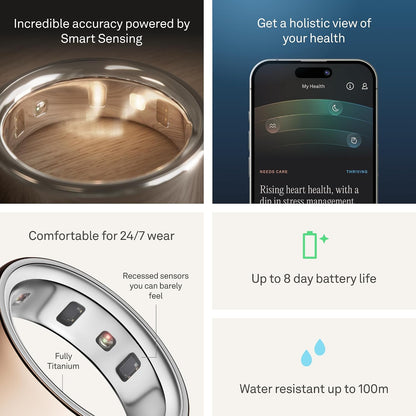 Oura Ring 4 - Rose Gold - Size 6 - Sleep, Activity, Women’s Health, AI Advisor, Up to 8 Days of Battery Life, Size Before You Buy, Android & iOS Compatible