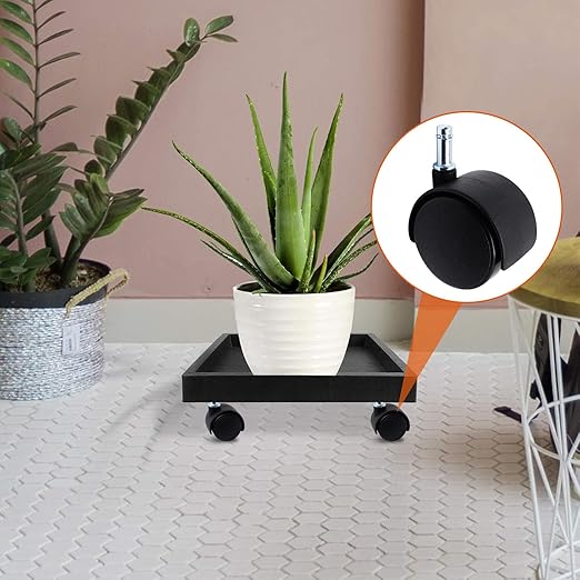 Plastic Casters Set of 4, M8 Circlip Stem Caster Wheels 2 inch, Black Nylon Swivel Caster Wheels Replacement for Furniture, Office Chair, Table, Cabinet, Shelf