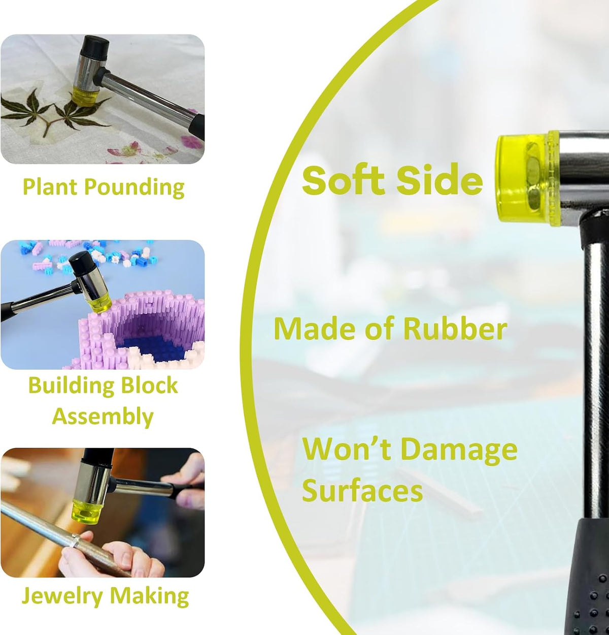 Small Rubber Mallet Hammer for Crafts- Small Rubber Hammer, Mini Mallet for Jewelry, Leather, Crafts, Woodworking, DIY, Furniture Assembly, etc.