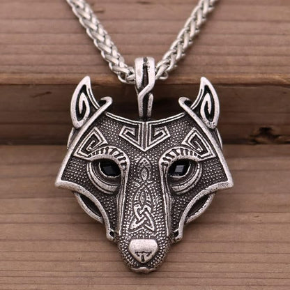 Mens Celtic Fenrir Wolf Head Pendant Necklace Punk Rock Biker Jewelry Chain 24"