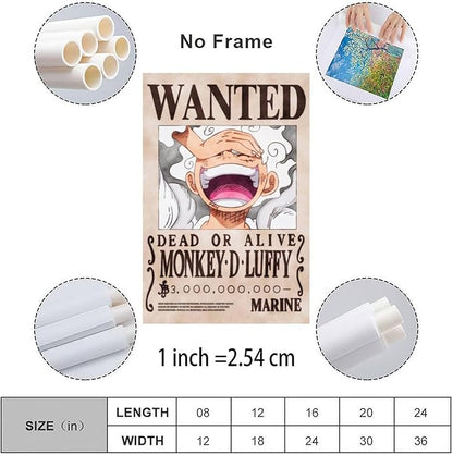 Generic Anime Luffy Wanted Poster Canvas Painting Wall Art Poster 12x18inch(30x45cm) Unframe-style
