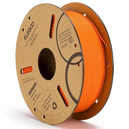 ELEGOO PLA Filament 1.75mm Orange 1KG, 3D Printer Filament Dimensional Accuracy - 0.02mm, 1kg Cardboard Spool(2.2lbs) 3D Printing Filament Fits for Most FDM 3D Printers