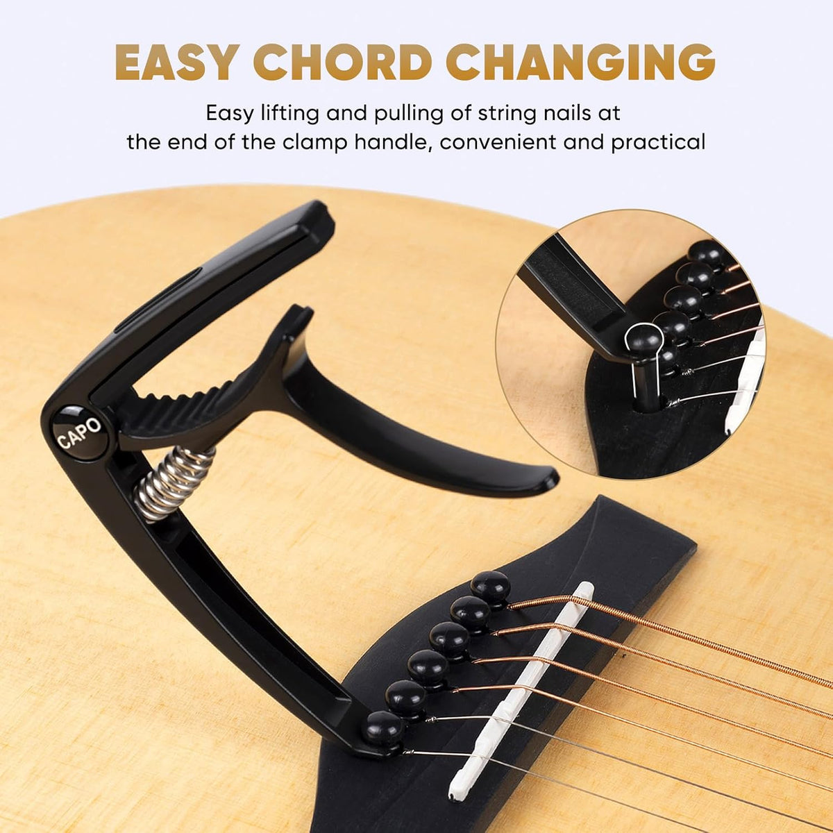 AARVI Trigger Guitar Capo with Built-in Pick Holder