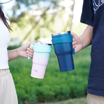 Konokyo 30 oz Tumbler with Handle and Straw, Insulated Travel Mug