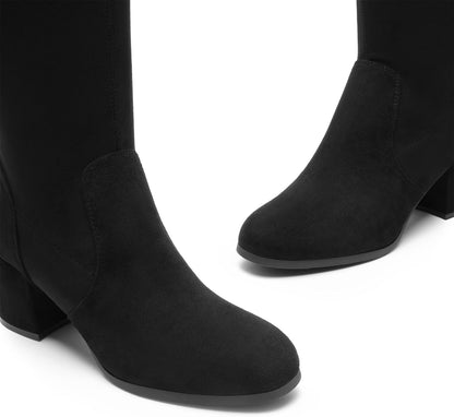Size 5.5, DREAM PAIRS Women's Laurence Over The Knee Thigh High Chunky Heel Boots Long Stretch Sexy Fall Boots.