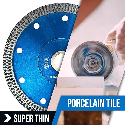 (2 Pack) 5" Super Thin Diamond Saw Blade Porcelain Tile Blade Dry or Wet Cutting for Granite Marble Porcelain Tile A