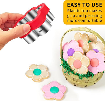 ALLTOP Flower Cookie Cutter Set  4 Different Sizes of Scalloped Stainless Steel Biscuit Cutters for Baking, Donut, English Muffin, and More
