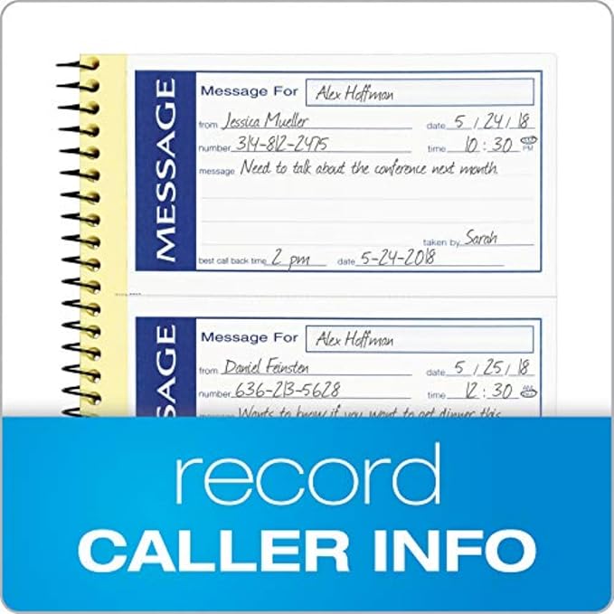 Adams Write 'N Stick Message Pad, 2-Part, Carbonless, Blue, 5-1/4" x 11", 200 Sets per Book (SC1153WS)