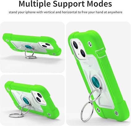 MARKILL Compatible with iPhone 14 CaseiPhone 13 Case 6.1 Inch with Built-in 360Rotating Ring Stand, Military Grade Drop Protection Full Body Rugged Heavy Duty Protective Durable Cover. (Guava)