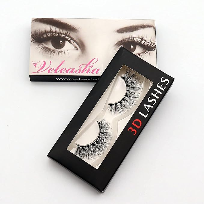 Veleasha Mink Lashes Natural Look False Eyelashes 8-15mm Reusable Lightweight Real Siberian Mink Lashes for Daily Use 1 Pair Pack (6D51)
