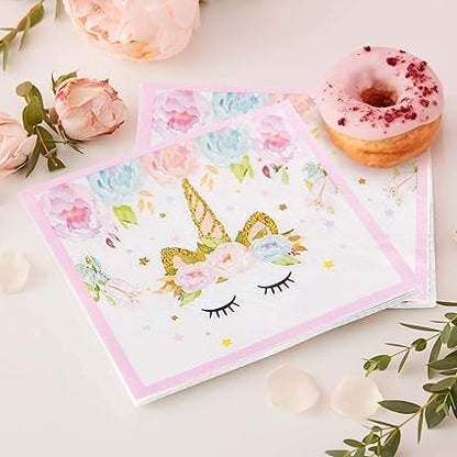 Unicorn Plates and Napkins, 16 Serves