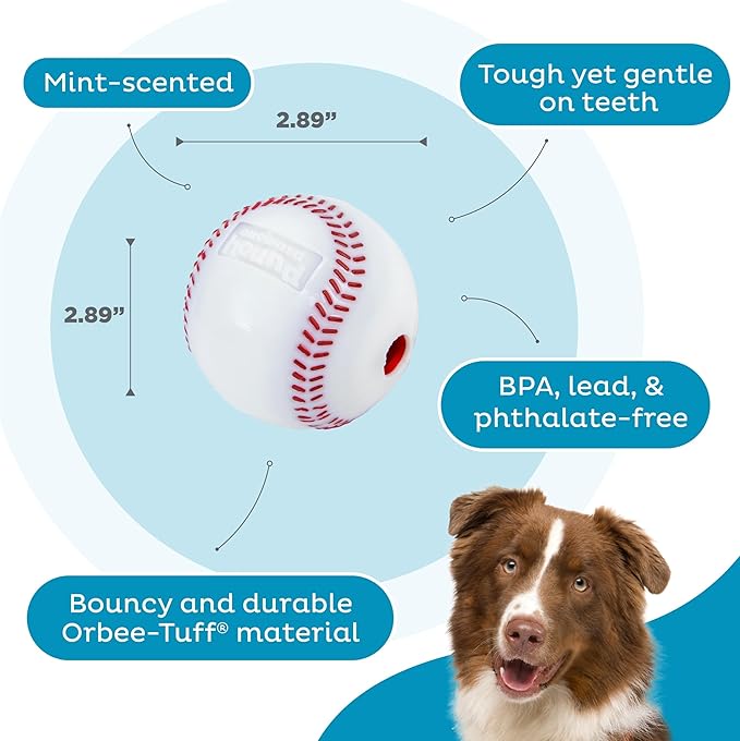 Outward Hound by Planet Dog Sport Ballz Baseball Treat-Dispensing Fetch Ball Dog Toy