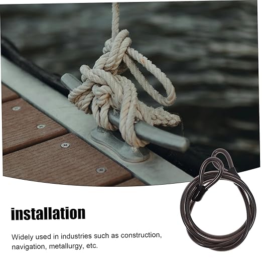 Mipcase 1.8m Long 9.7mm Diameter Plastic Covered Wire Rope High Tensile Strength for Fencing Lifting