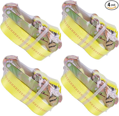 4 Pack Ratchet Strap Heavy Duty -2" x 27' Ratchet Tie Down Straps,Cargo Straps for Moving Appliances, Lawn Equipment, Motorcycle in a Truck