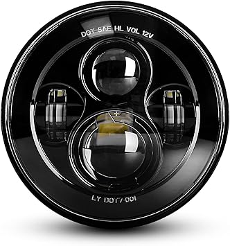 Dot Approved 7Inch Black LED Headlight Compatible with Motorcycle Tour,FLD,Softail Heritage,Street Glide,Road King,Electra Glide,Yamaha V-Star Road Star Wrangler
