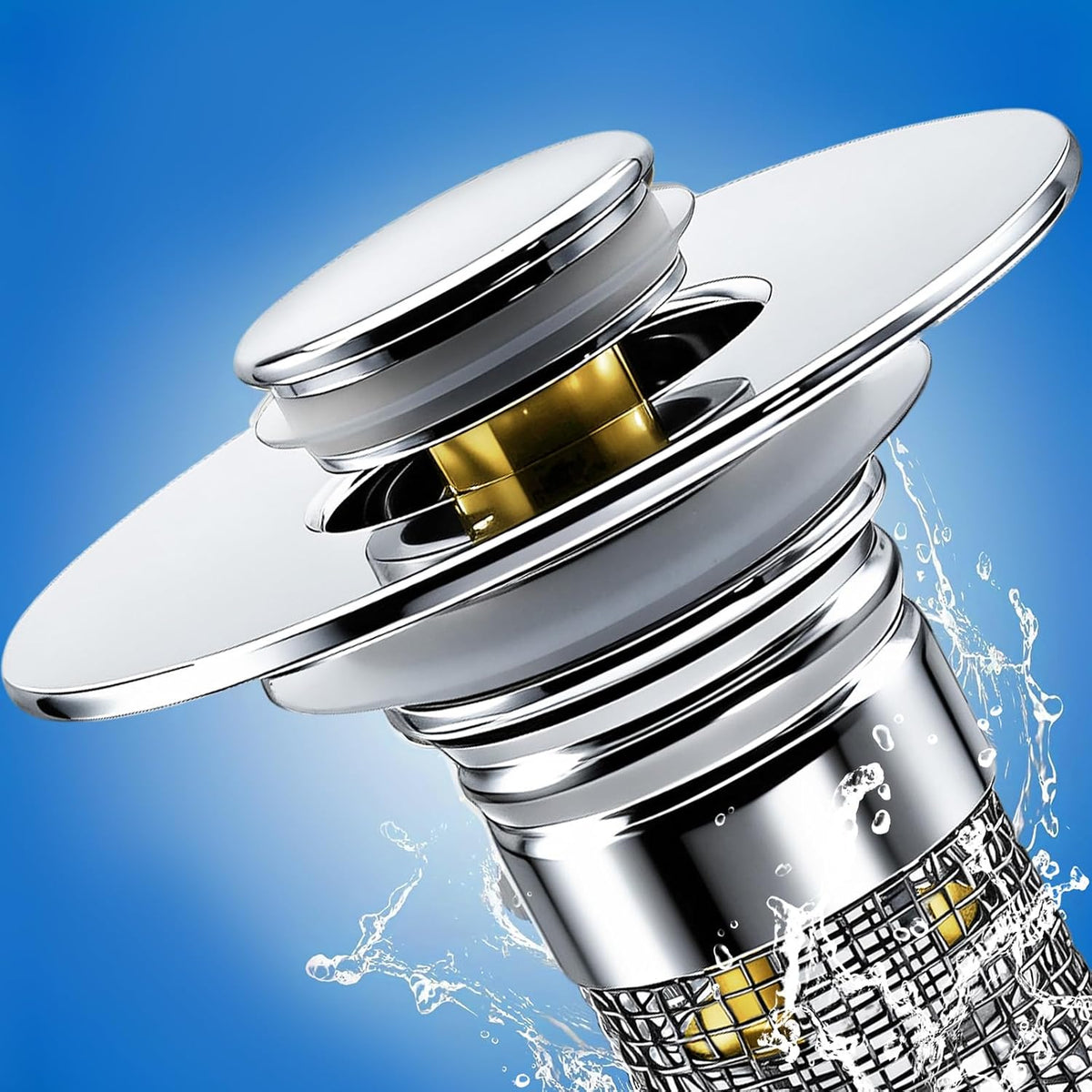 Bathroom Sink Drain Strainer, Pop-up Sink Drain Strainer with Removable Strainer Basket Hair Catcher, Bathroom Sink Stopper,2 Pack, (Does Not Include Silicone Washers)