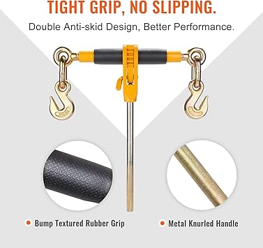 VEVOR Ratchet Chain Binder, 516"-38" Heavy Duty Load Binders, with G80 Hooks 7,100 lbs Secure Load Limit, Labor-saving Anti-skid Handle, Tie Down Hauling Chain Binders for Flatbed Truck Trailer, 4 P
