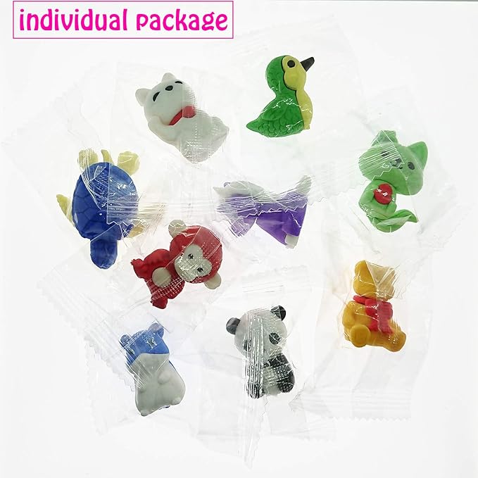 25 PCS Animal Erasers Mini Puzzle Eraser Toys for Fun Games Prizes, Classroom Prizes, School Supplies
