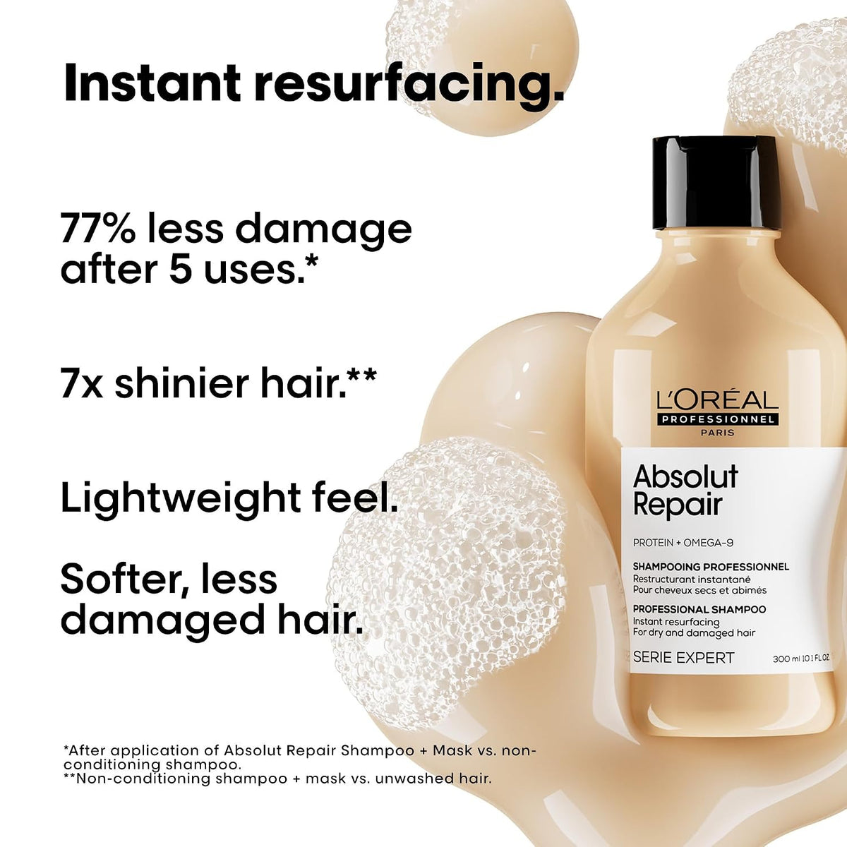 L'Oreal Professionnel Paris Absolut Repair Shampoo – Nourishing Protein Shampoo For Dry, Damaged Hair, Repairs Damage and Provides Shine