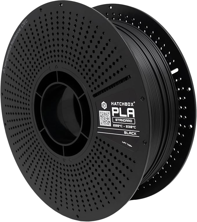 HATCHBOX 1.75mm PLA 3D Printer Filament Reloadable Pack, Includes 1 Reusable Spool & 1 KG Refill for 3D Printing, Dimensional Accuracy +/- 0.03mm, Black